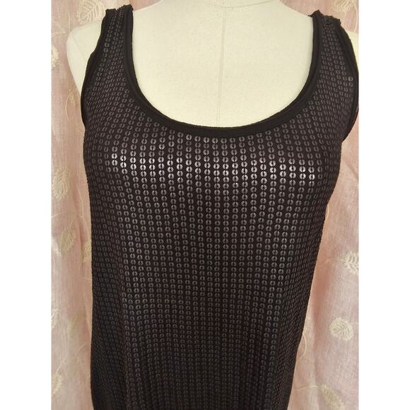 VINCE Solid Black Sequined Scoop Neck Back Sleeveless Knit Tank Dress XS 2 4 6 - Picture 3 of 4